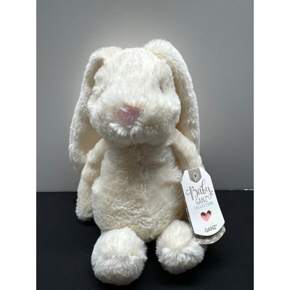 Baby Ganz White Soft Bunny Pellet Bottom Weighted 10"